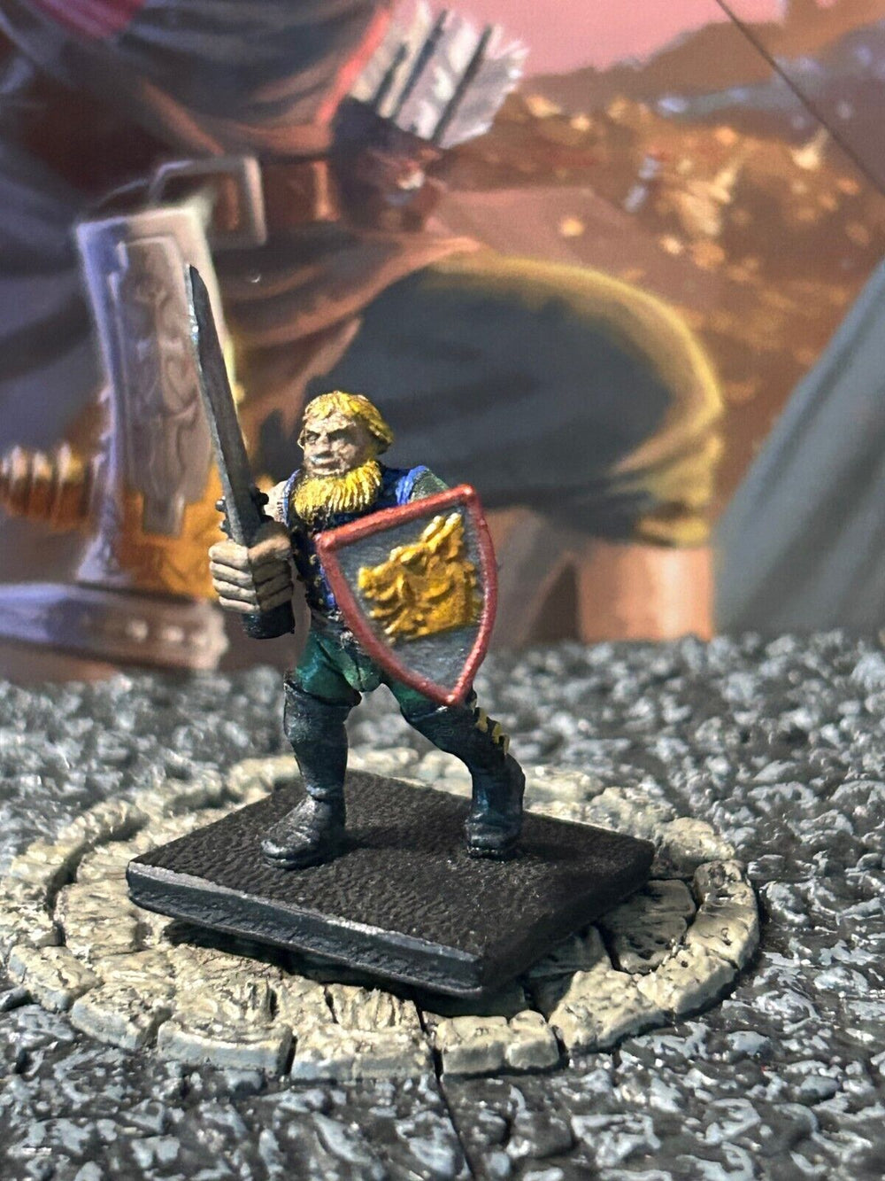 Human Fighter Sword Shield painted D&D Miniature Dungeons Dragons warrior guard