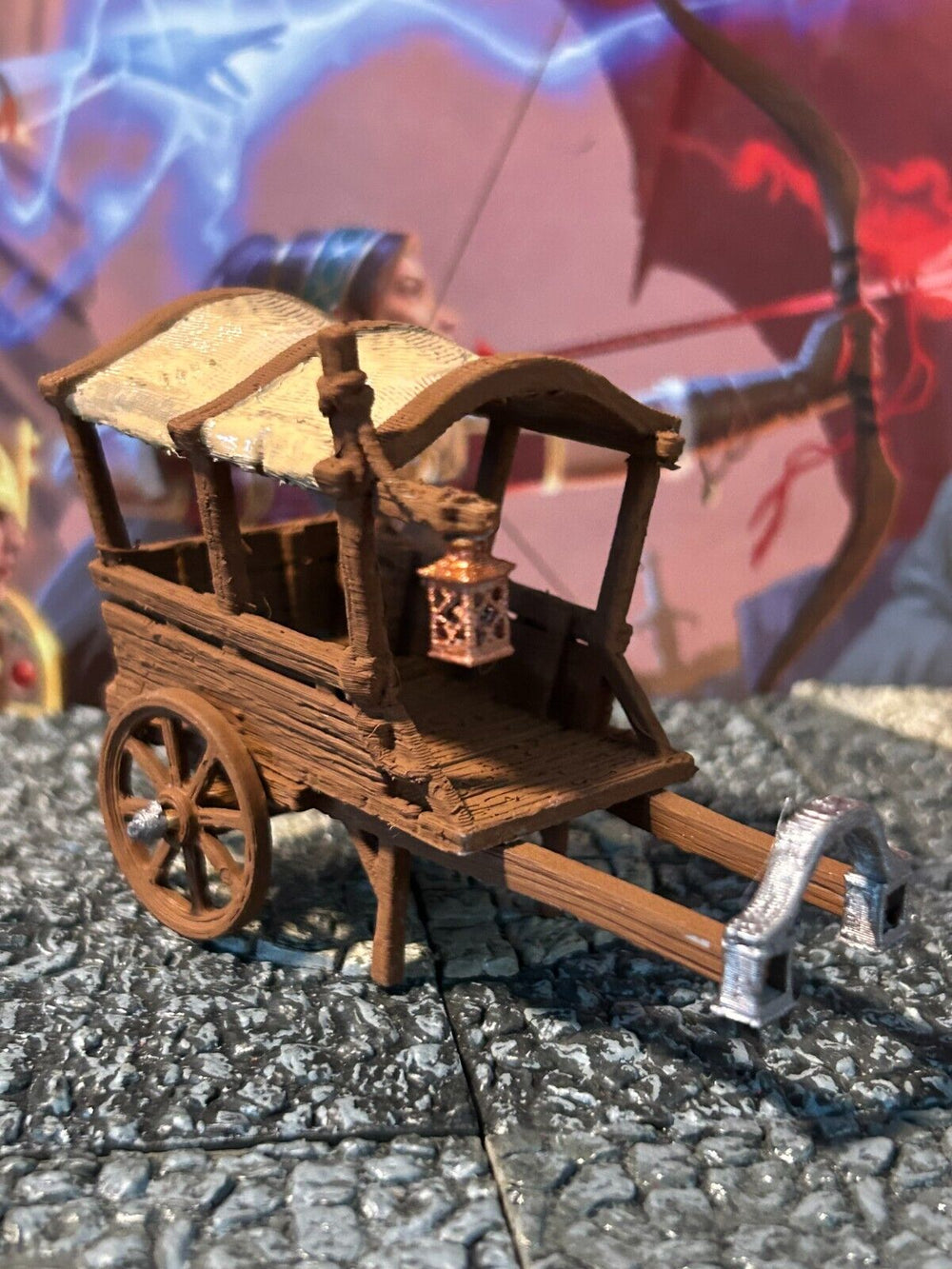 Covered Merchant Cart / Wagon miniature Dungeon & Dragons D&D painted terrain