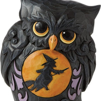 Black Owl Mini w/ Witch 6010675 Jim Shore Heartwood Creek Halloween figurine Z