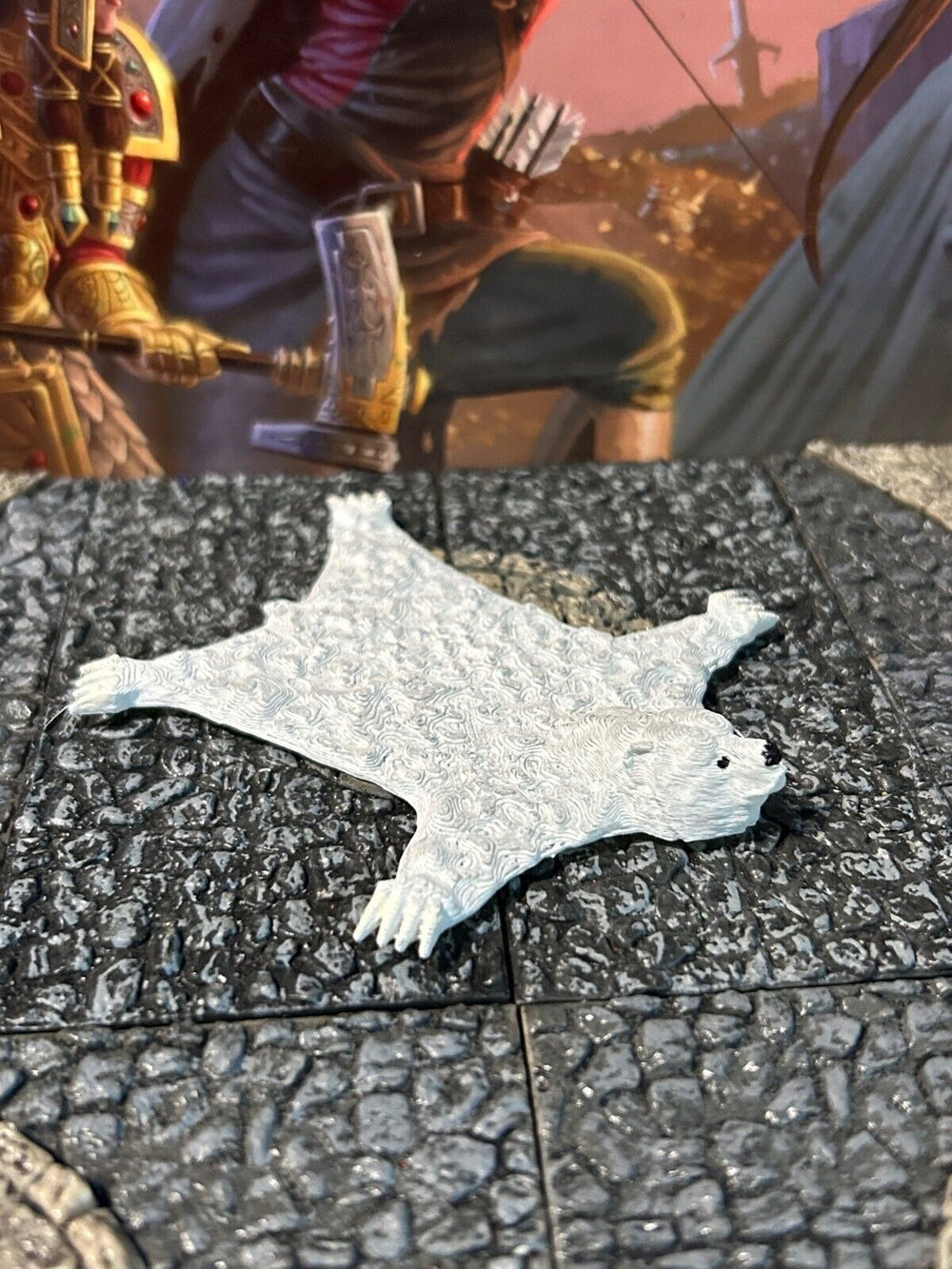 Huge Polar Bear Skin Rug printed painted miniature Dungeon & Dragons D&D terrain