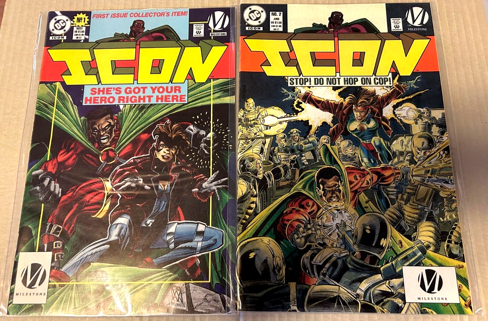 Icon Comic Lot Issue # 1 & 2 first Icon & Rocket F-VF DC Comics Milestone