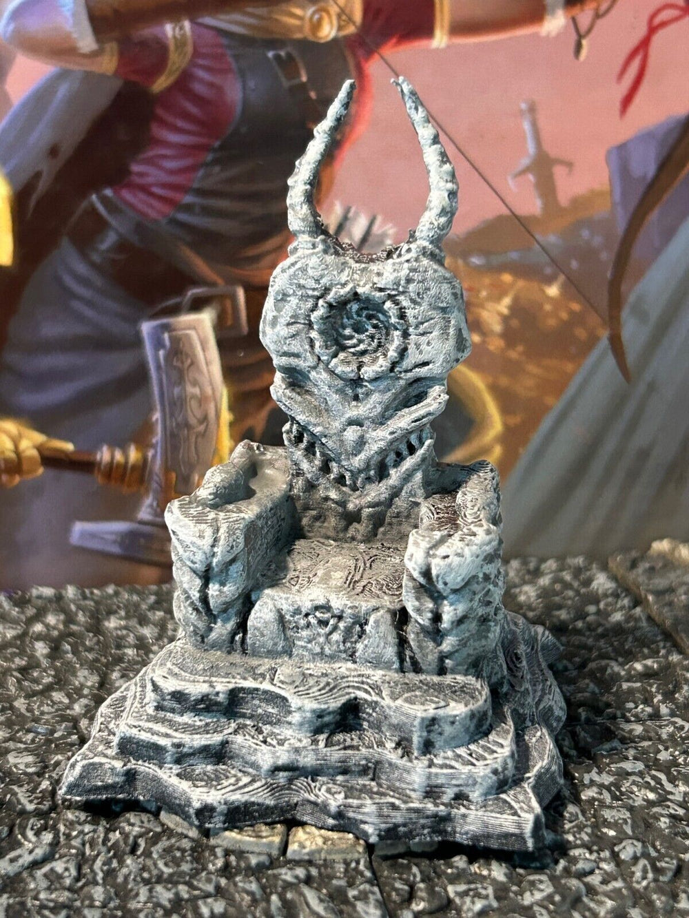 Bone Demon Faced Throne miniature Dungeon & Dragons D&D painted terrain Lt Grey