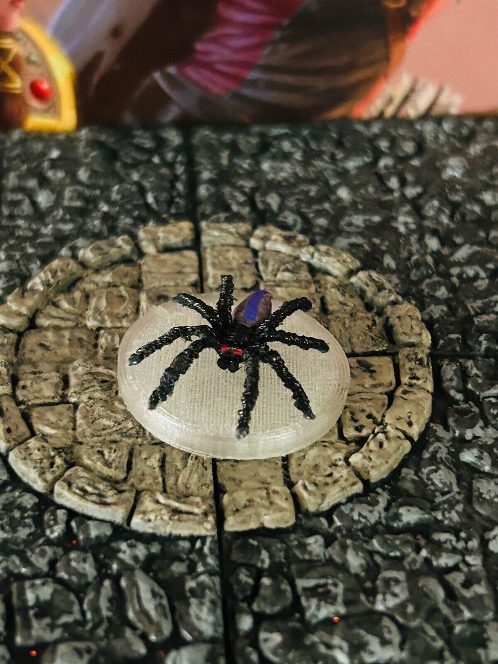 Medium Black Spider printed miniature Dungeon & Dragons D&D giant cave poisonous