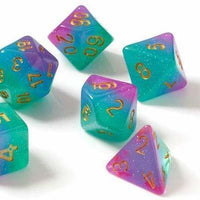 Sirius Northern Lights 7 Dice Set + Clear d20 D&D dungeons dragons purple rpg Z