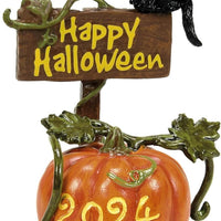 Feline Noir 2024 Department 56 Snow Village Halloween 6014543 black cat pumpkin