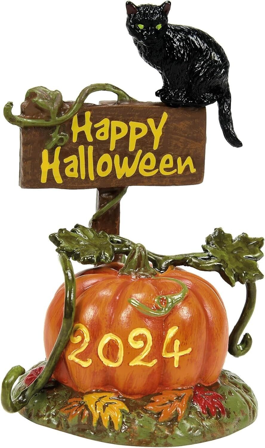 Feline Noir 2024 Department 56 Snow Village Halloween 6014543 black cat pumpkin