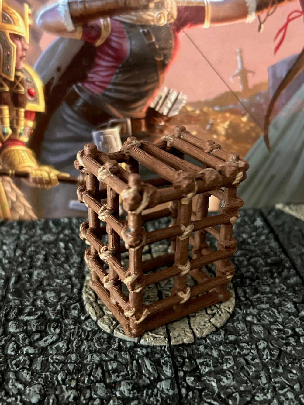 Large Wooden Prisoner Cage painted miniature Dungeon & Dragons D&D terrain wood